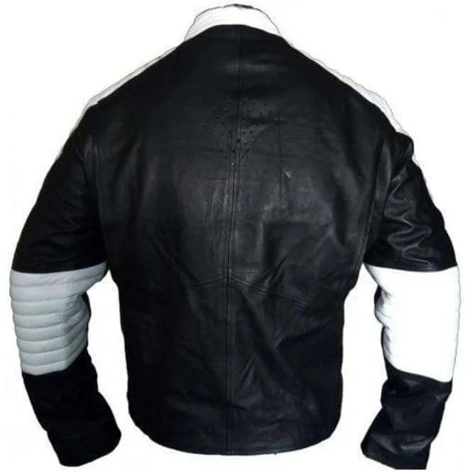 New Customized Men's Handmade Black Leather Red Super Man Style Biker Leather Jacket