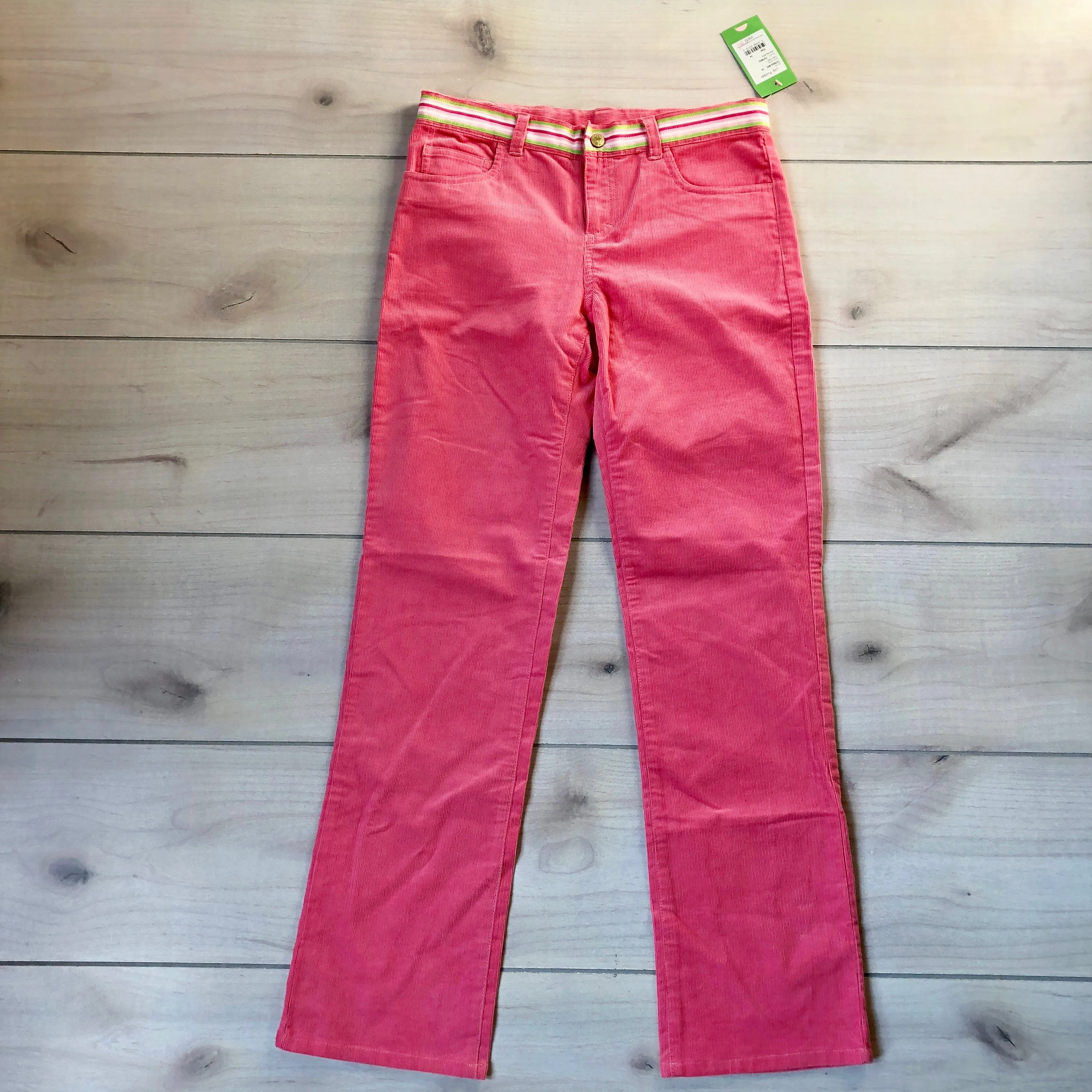 NEW Lilly Pulitzer Pink Corduroy Elastic Waist Tab Pants