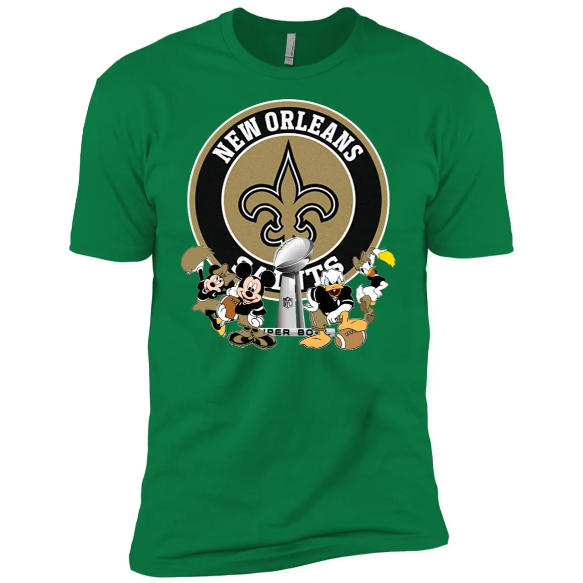 Nfl – New Orleans Saints Super Bowl 2019 Mickey Mouse Minnie Mouse Donald Duck Daisy Duck Football Men Short Sleeve T-Shirt