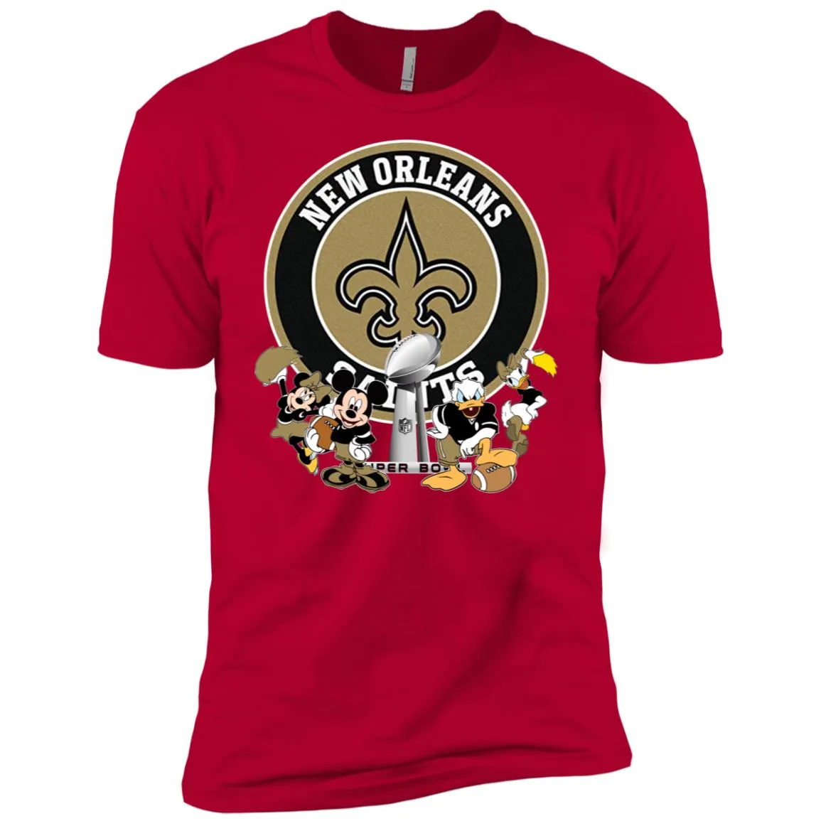 Nfl – New Orleans Saints Super Bowl 2019 Mickey Mouse Minnie Mouse Donald Duck Daisy Duck Football Men Short Sleeve T-Shirt