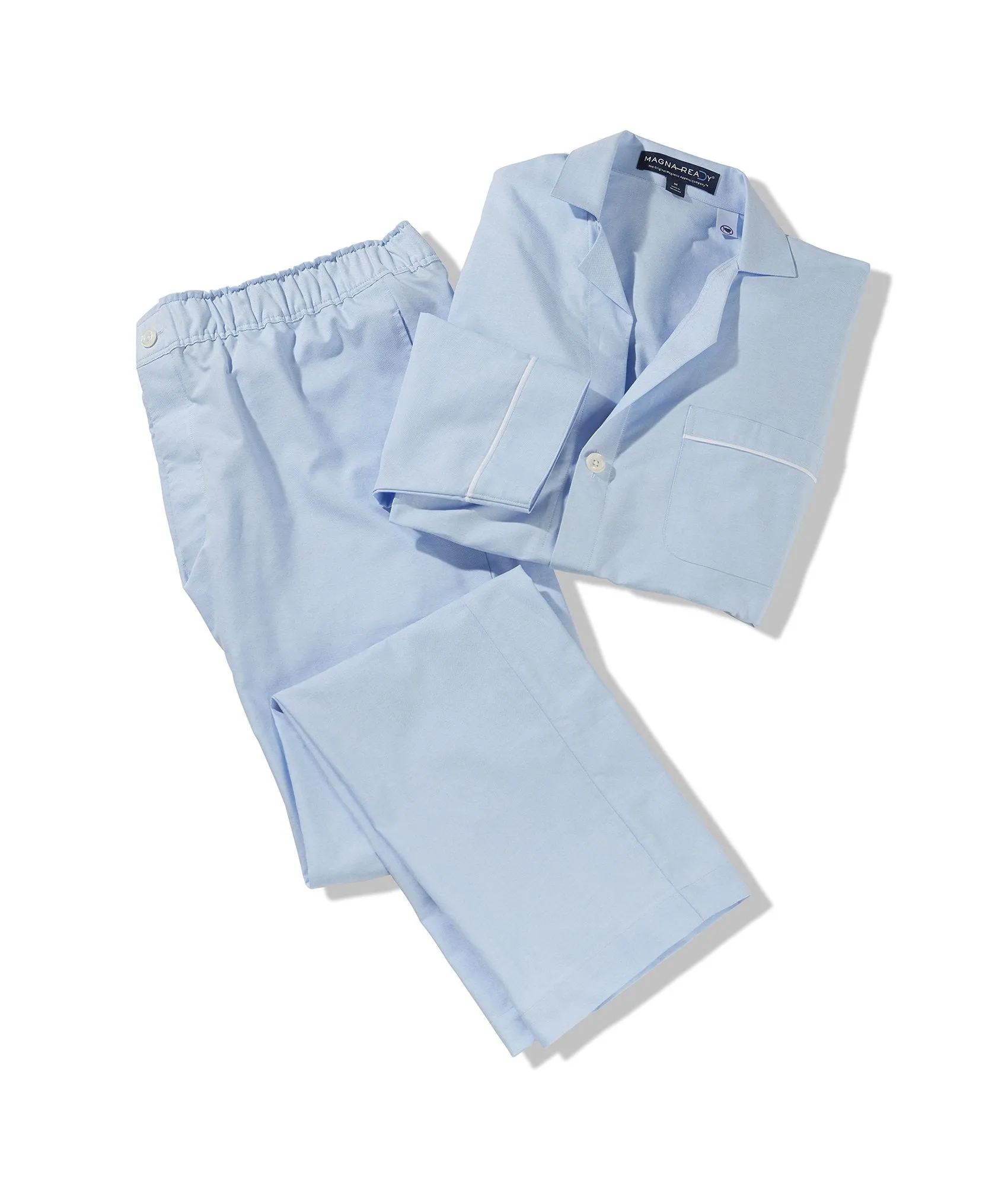 Oxford Light Blue Pajama Pant with Magnetic Closures