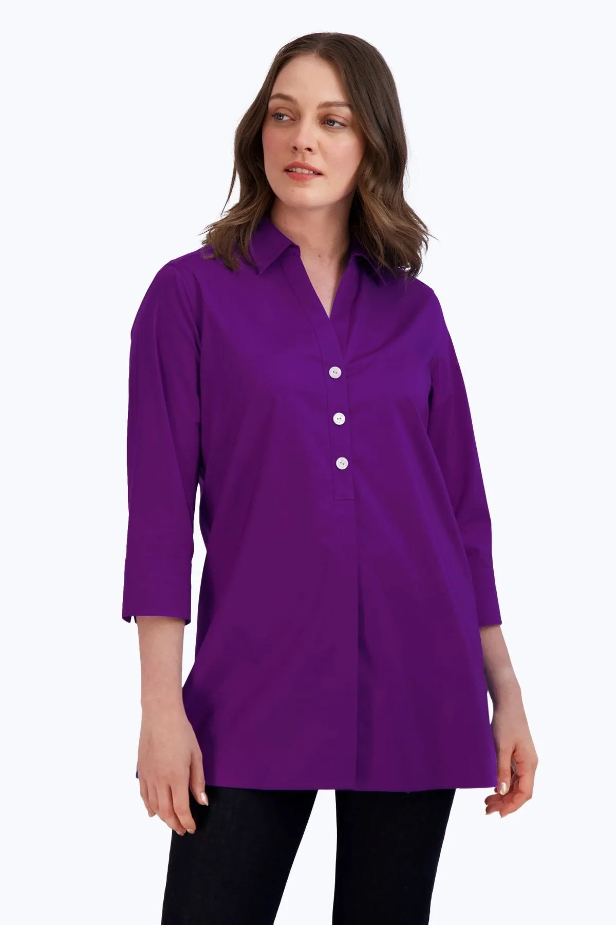 Pamela Stretch No Iron 3/4 Sleeve Tunic, Orchid