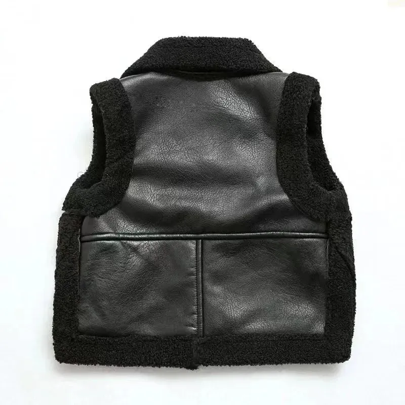 Patch Leather Fur Vest