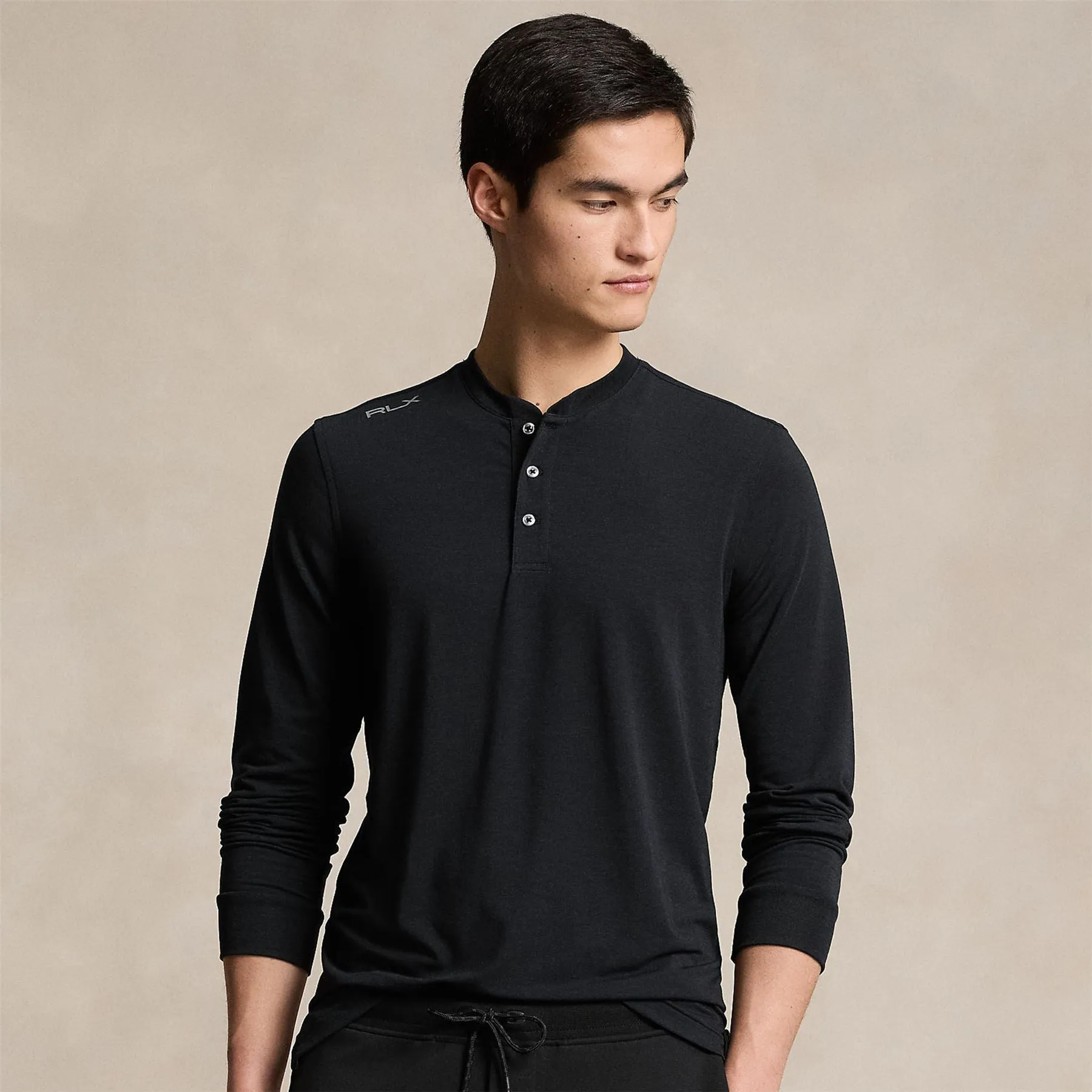 Performance Jersey Henley Shirt Polo Black - SS24