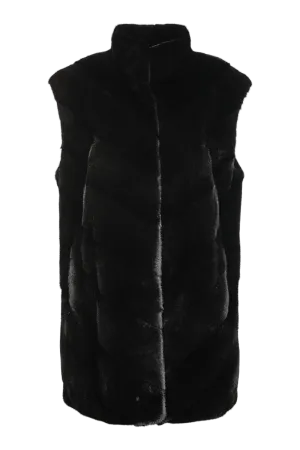 Plus Size V-Cut Hem Mink Fur Vest