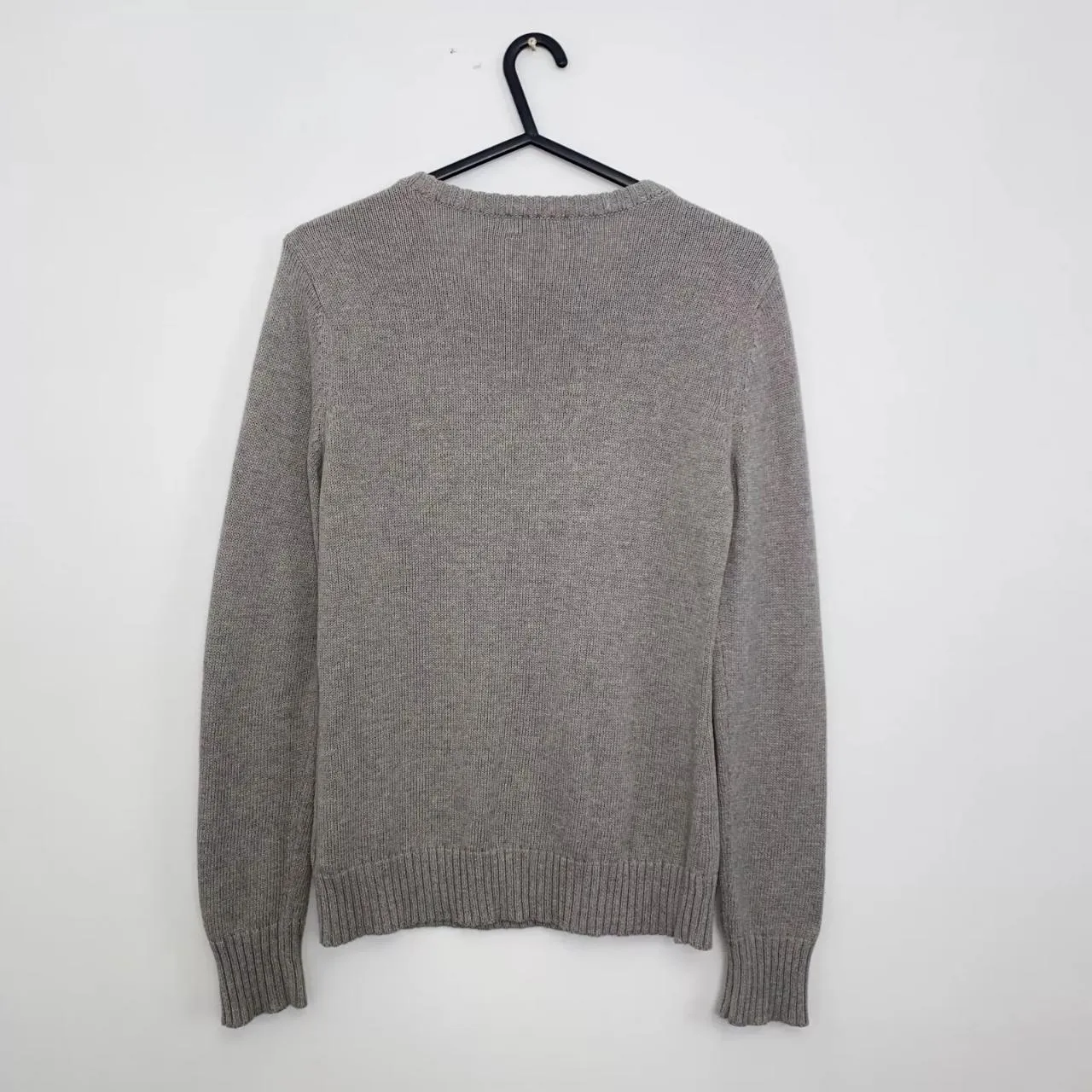 Preowned Ralph Lauren Womens Knit Flag Jumper Size S Grey USA American Crewneck Sweater [More lightweight].