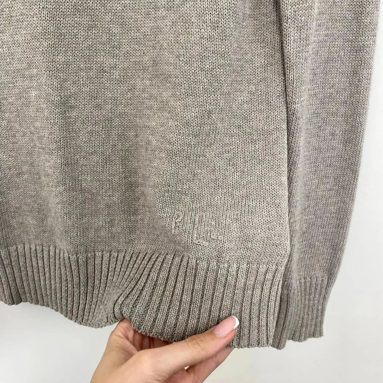 Preowned Ralph Lauren Womens Knit Flag Jumper Size S Grey USA American Crewneck Sweater [More lightweight].