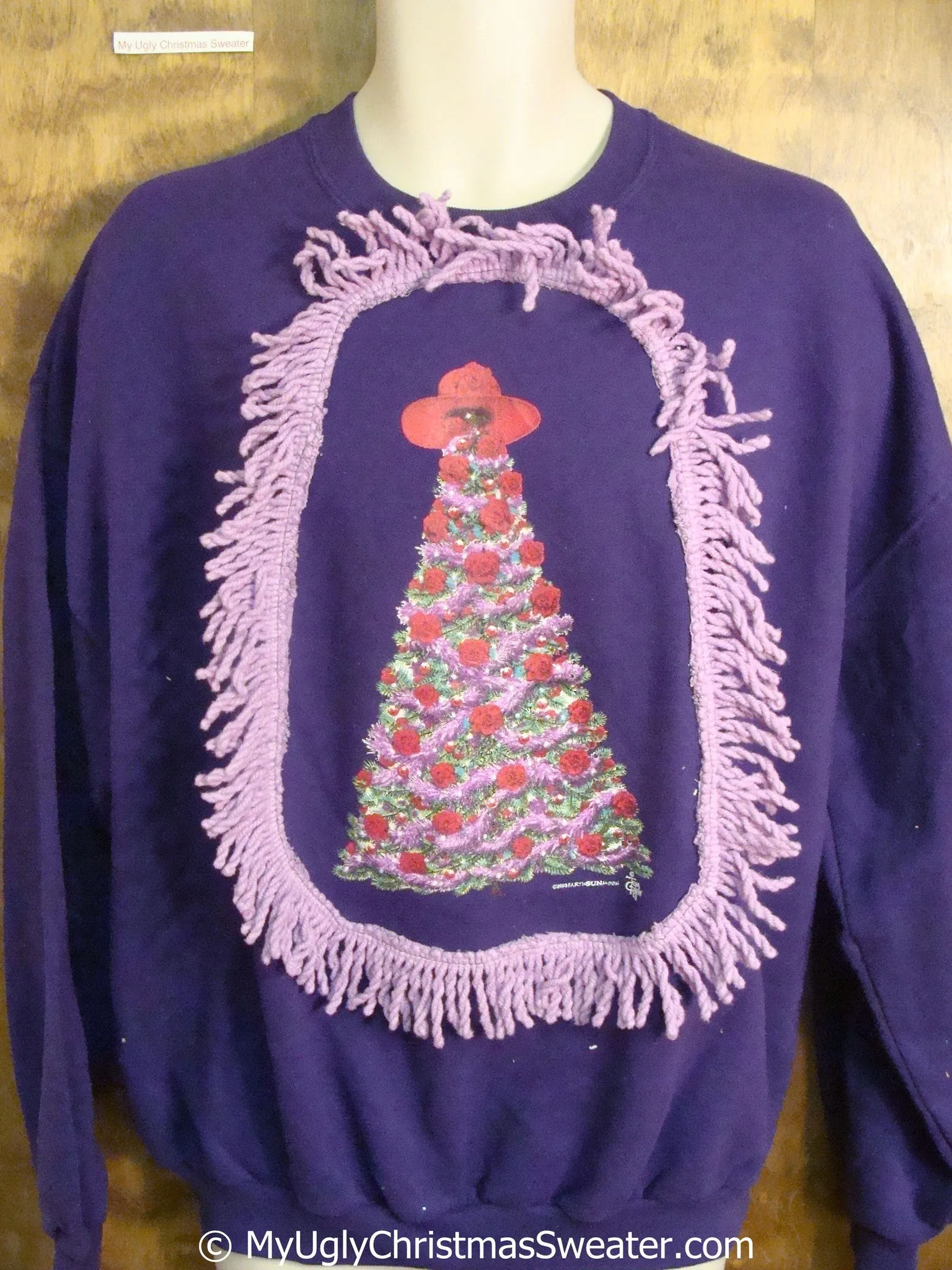 Purple Holiday Tree Themed Tacky Christmas Sweatshirt