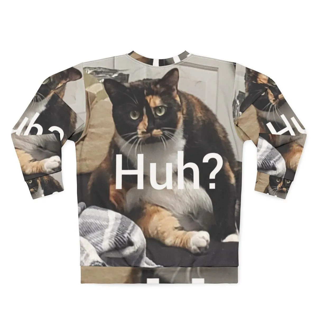 "Funny Huh Cat Meme Sweatshirt - Humorous Gift for Cat Lovers"