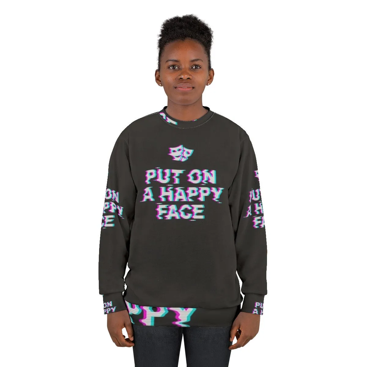 "Joker Happy Face Ironic Glitch Sweatshirt"