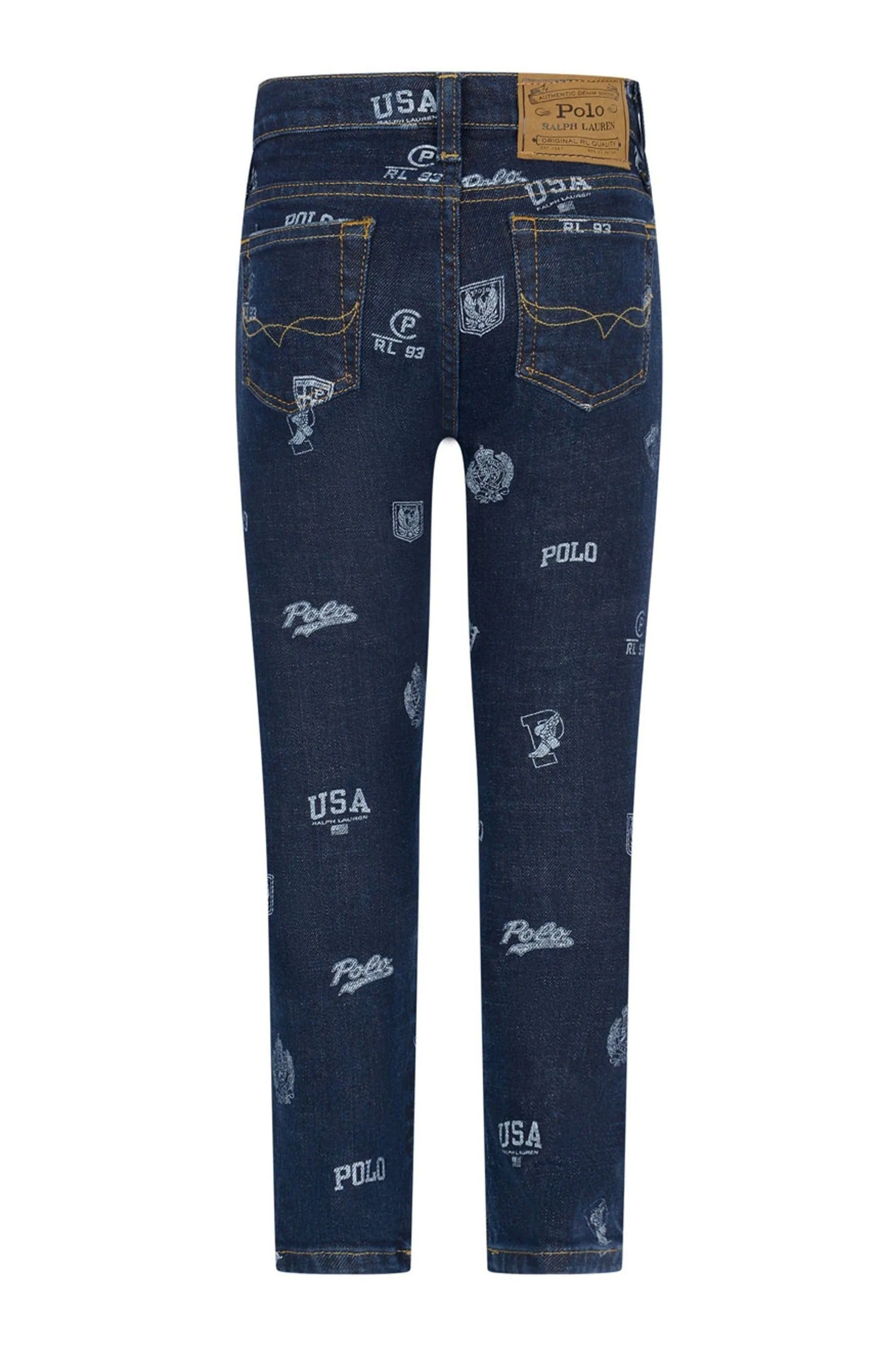 Ralph Lauren Boys Blue Denim Logo Print Jeans