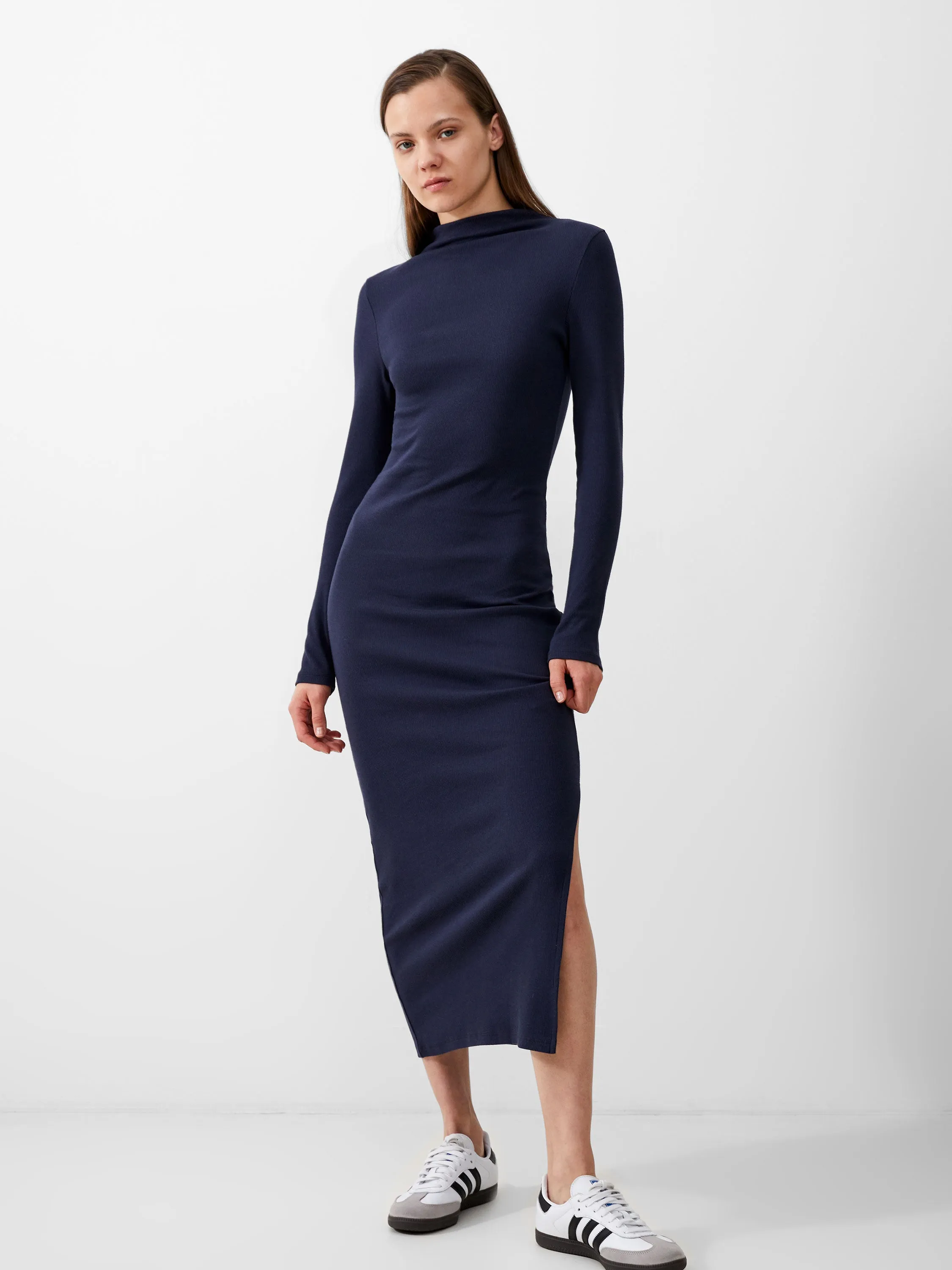 Rassia Long Sleeve Mock Dress Midi Dress