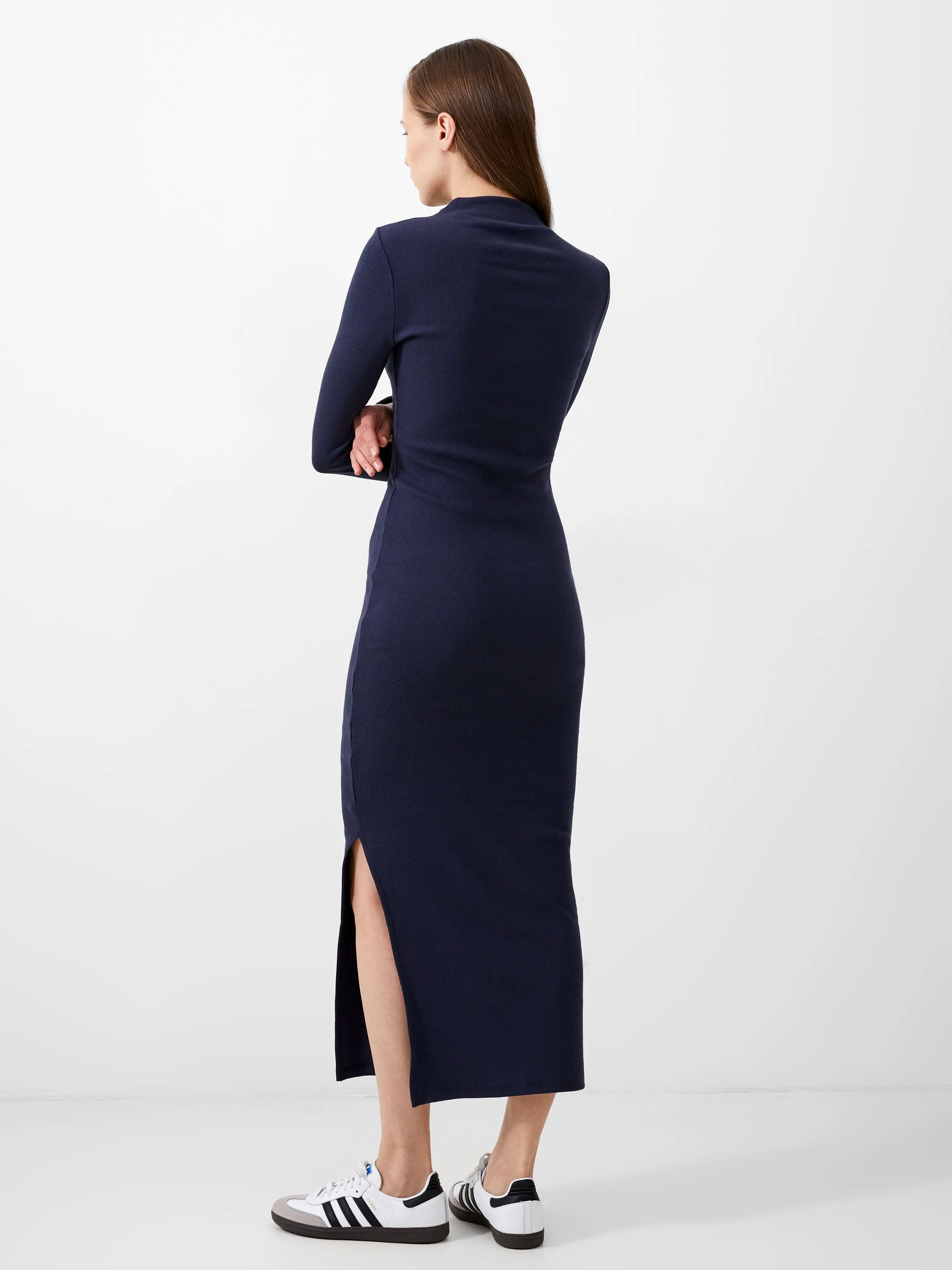 Rassia Long Sleeve Mock Dress Midi Dress