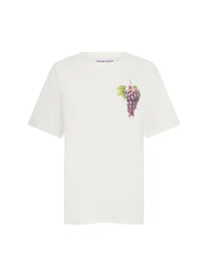 Red Grape Print Unisex T-Shirt in White