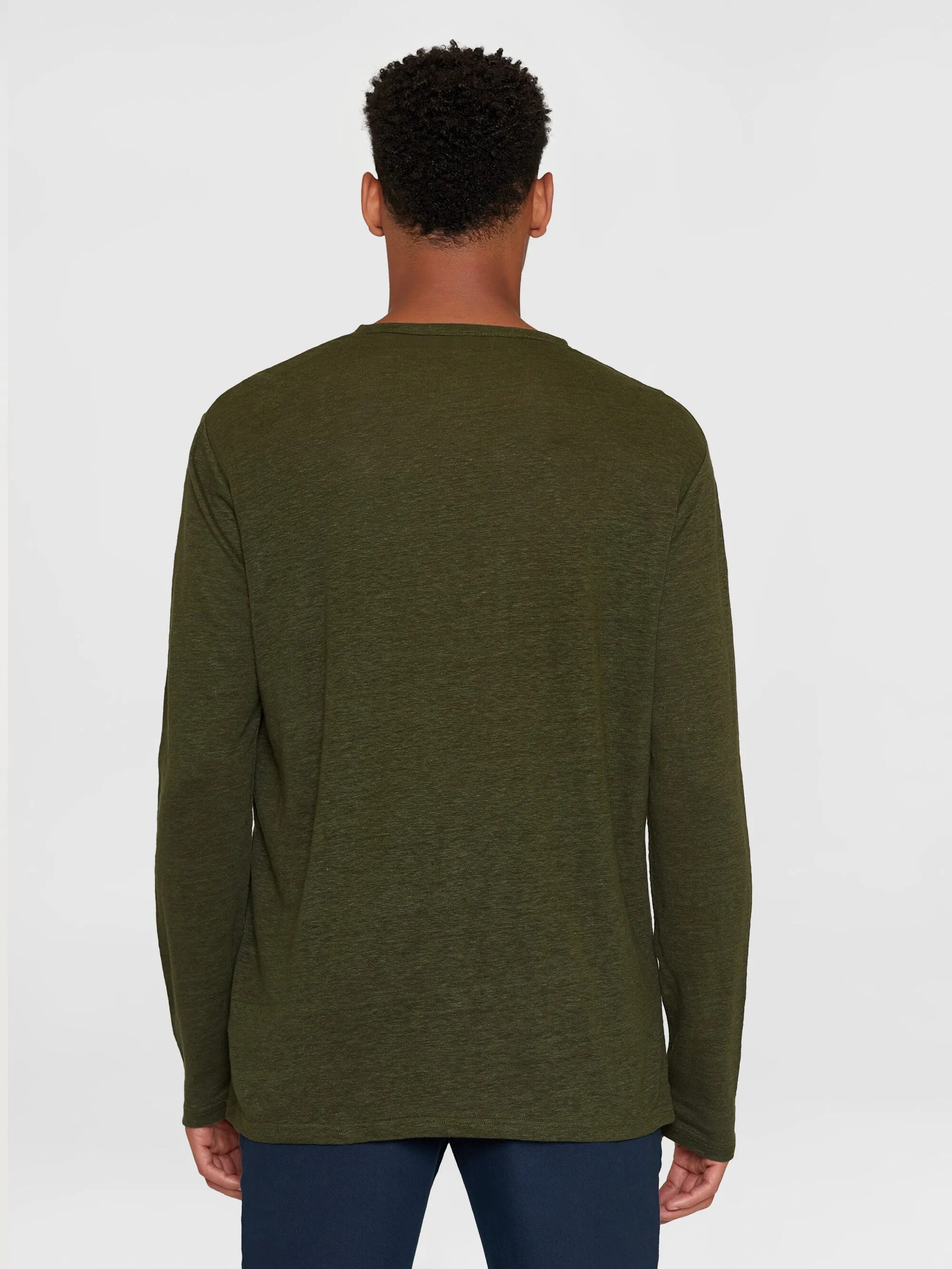 Regular linen henley - GOTS/Vegan - Forrest Night