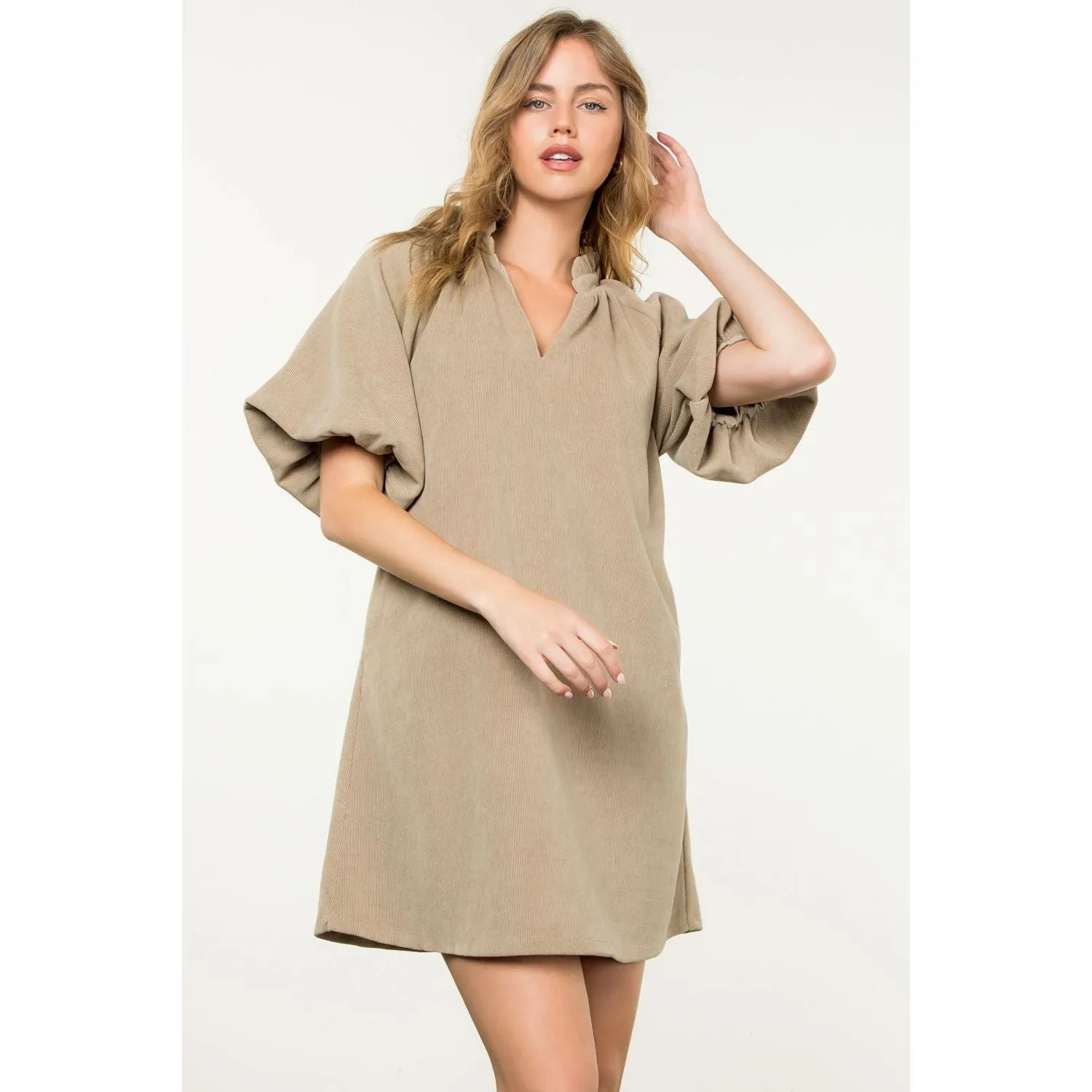 Remi Puff Sleeve Corduroy THML Dress