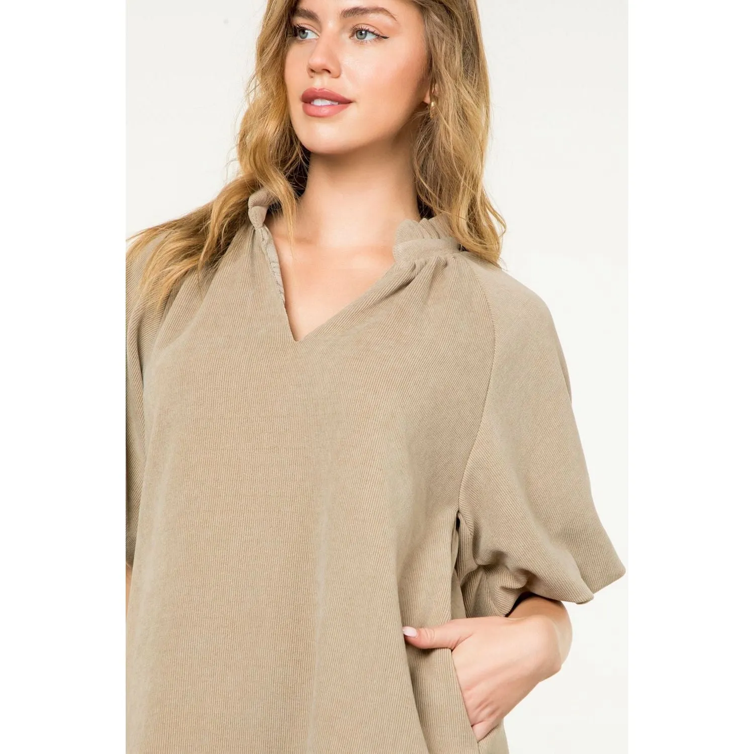 Remi Puff Sleeve Corduroy THML Dress