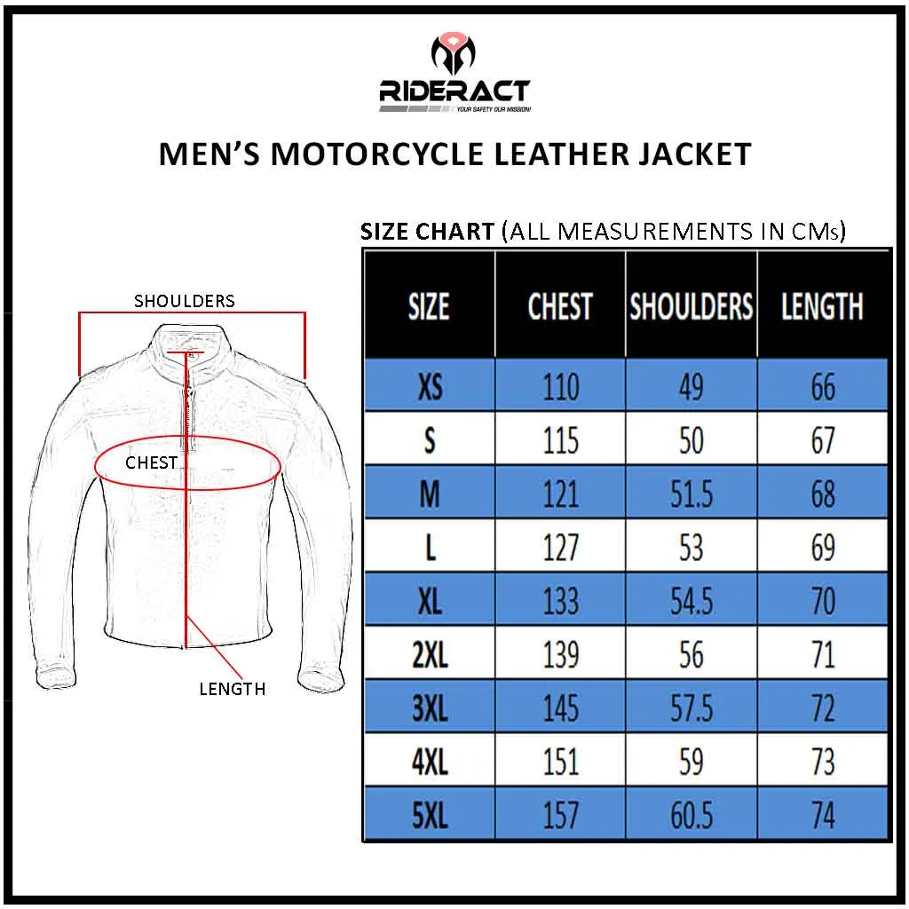 RIDERACT® Men Leather Motorcycle Jacket Classico Leather Moto Jacket