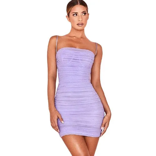 Ruched Mesh Bodycon Mini Dresses For Women