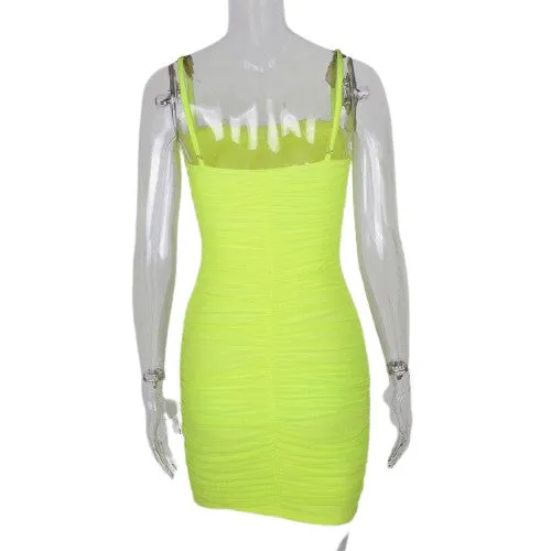 Ruched Mesh Bodycon Mini Dresses For Women