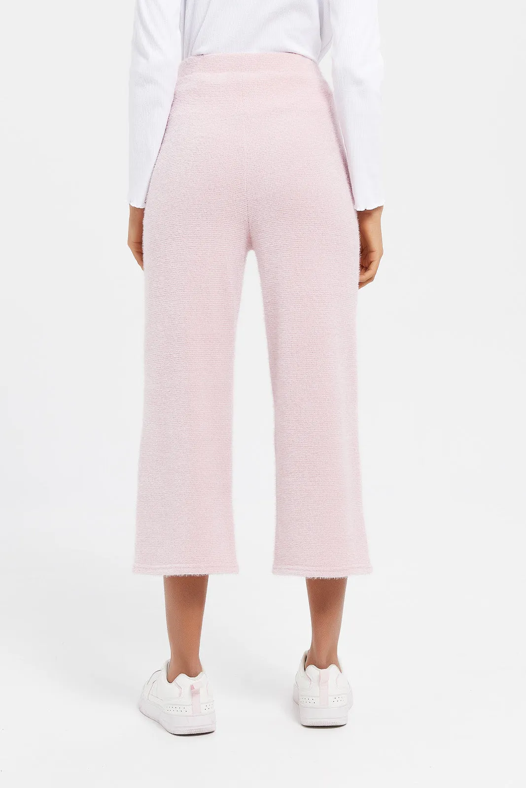 Senior Girls Pink Feather Yarn Culottes