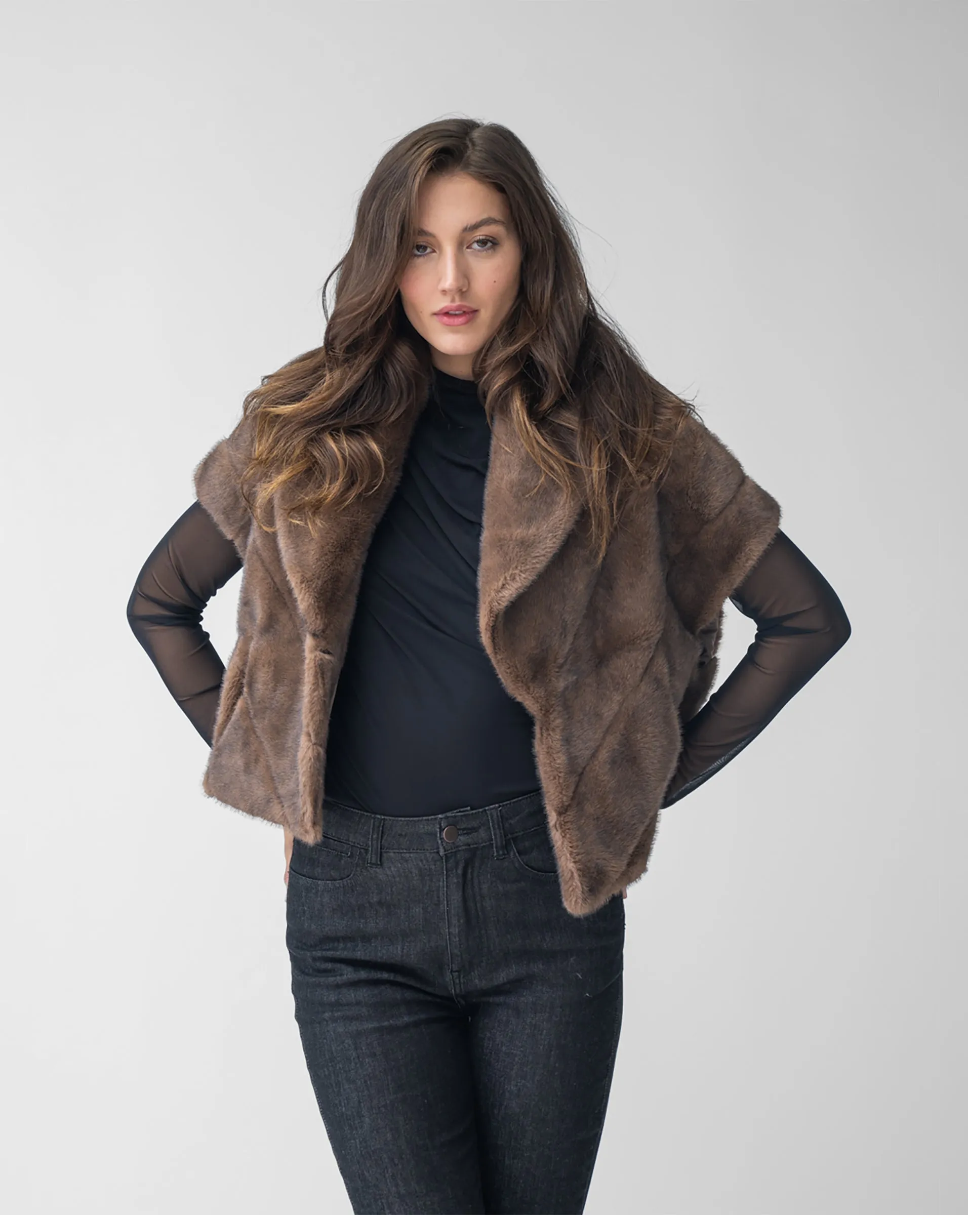 Shawl Collar Faux Fur Vest