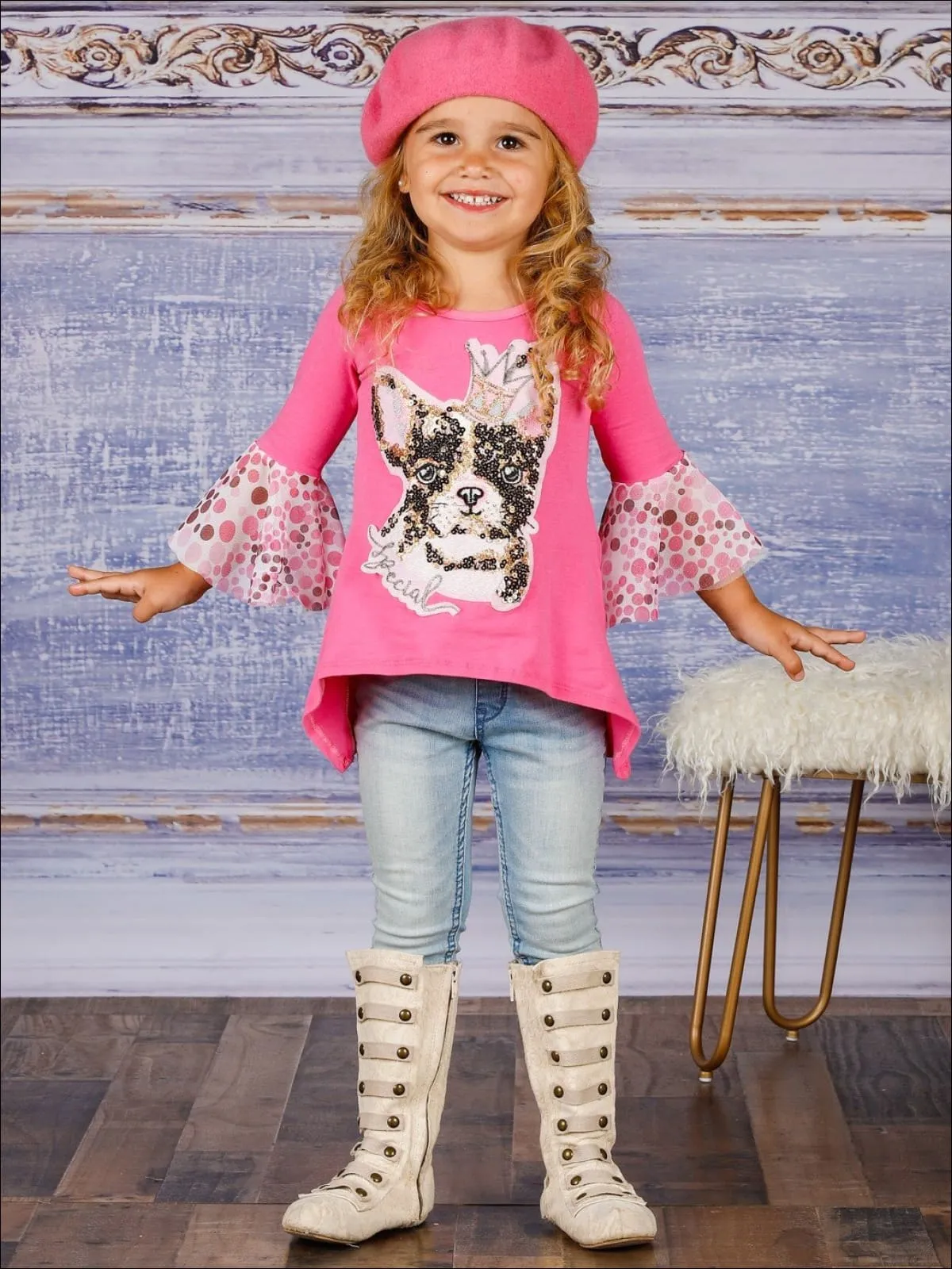 Special Pup Hi-Lo Sequin Appliqued Tunic