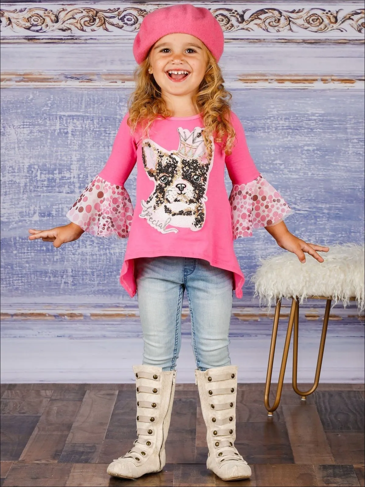 Special Pup Hi-Lo Sequin Appliqued Tunic