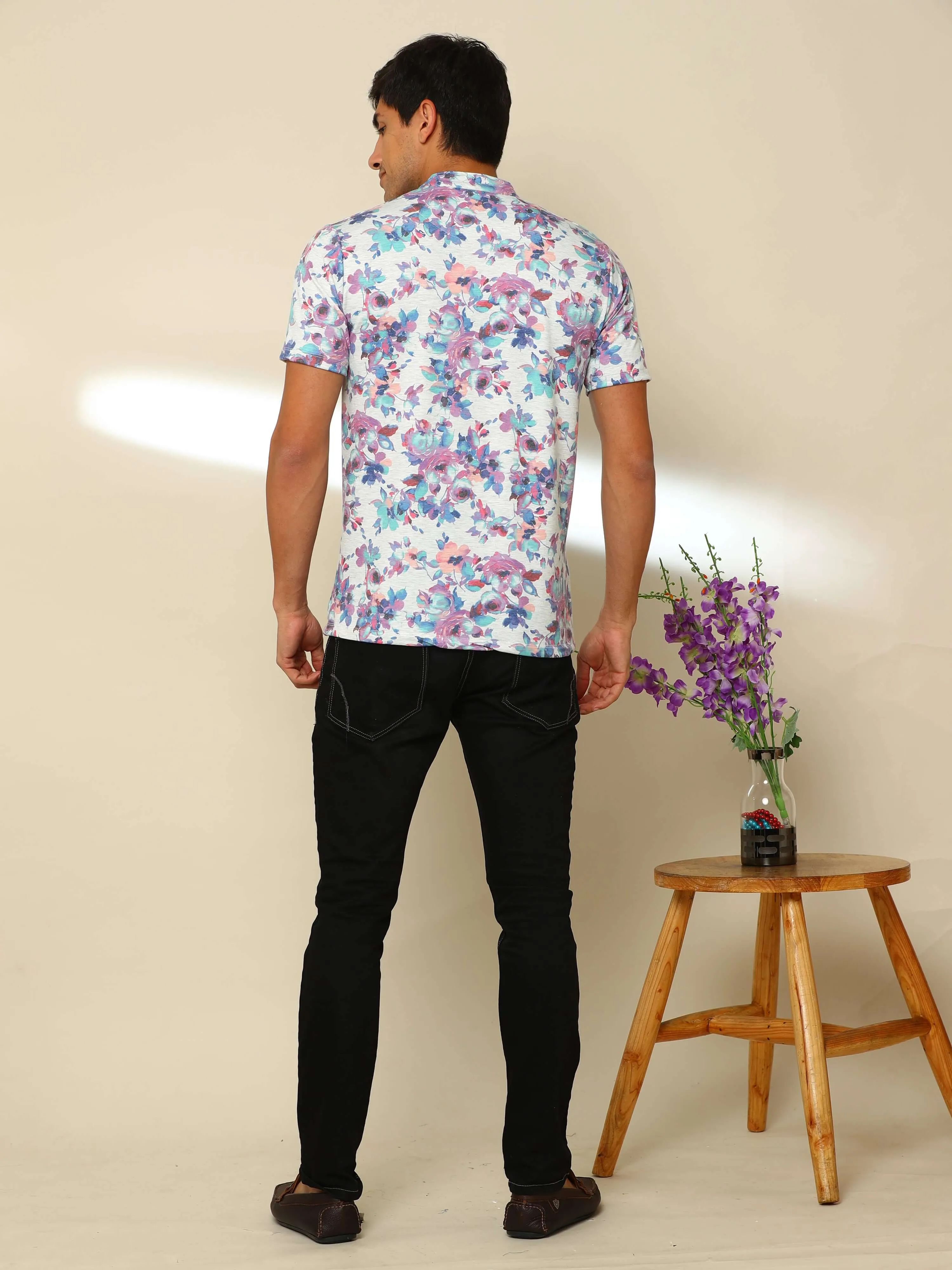 Spring Flings Multi- Color Henley T Shirt