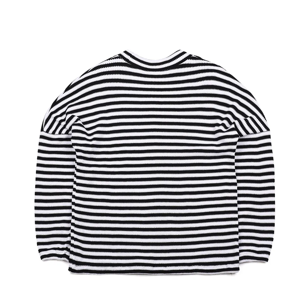 STRIPE HIGH NECK PULLOVER BLACK