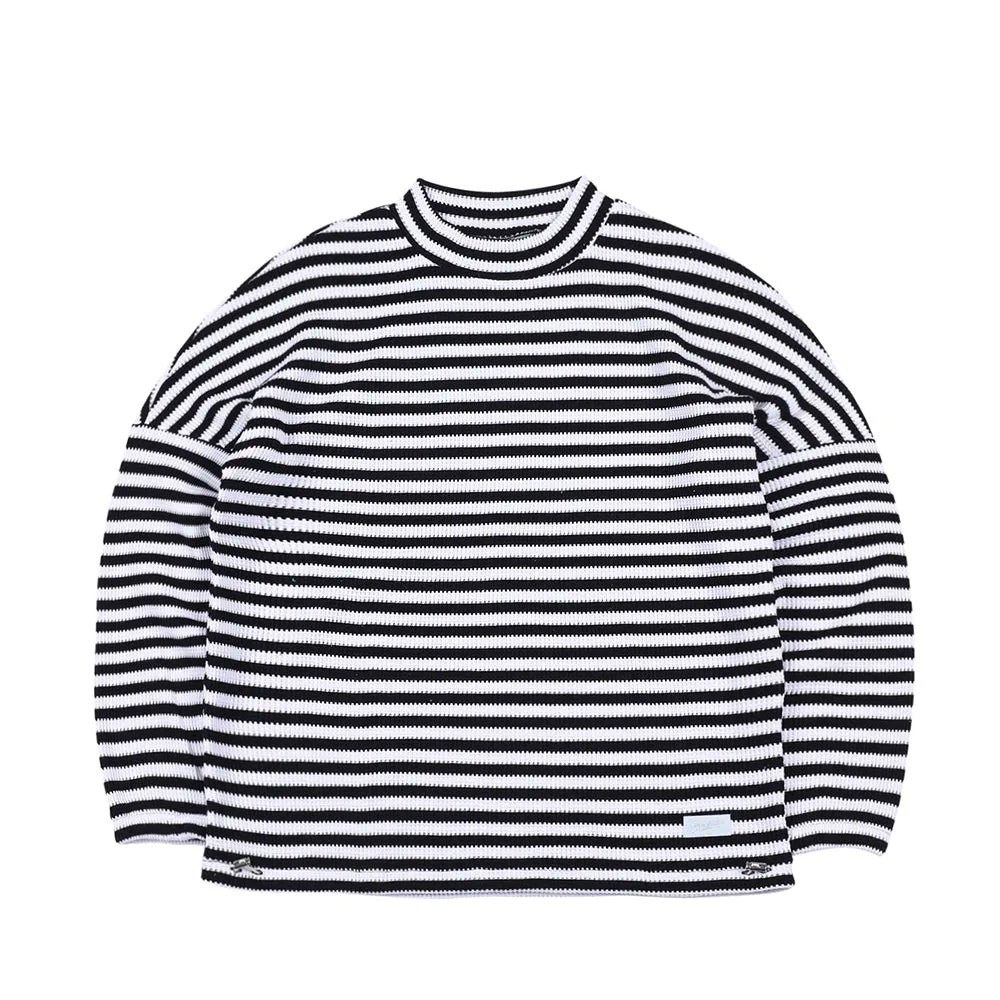 STRIPE HIGH NECK PULLOVER BLACK