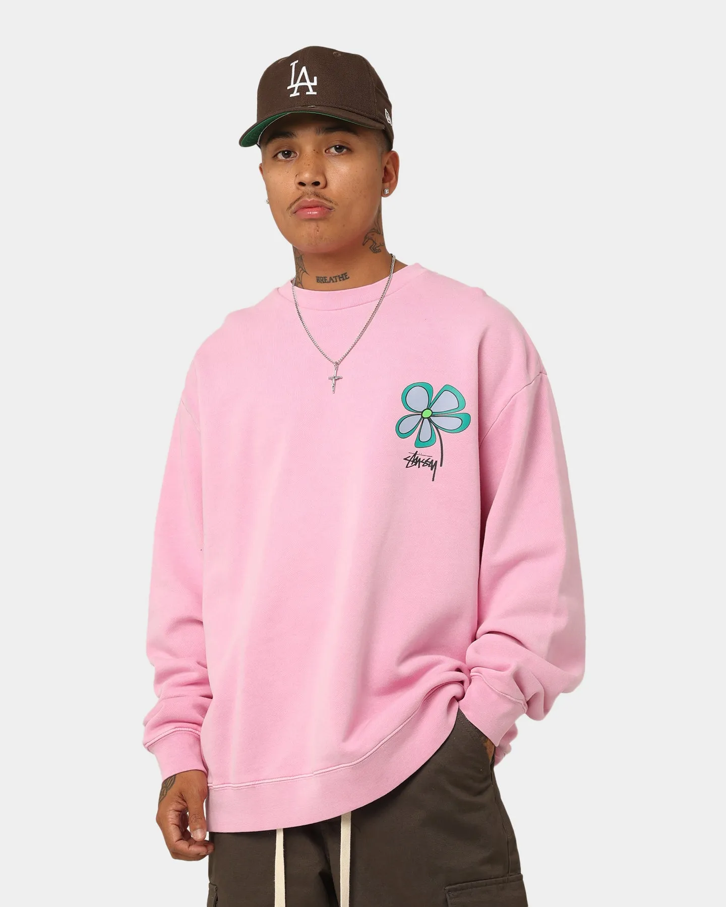 Stussy Pigment Flower 50/50 Crewneck Pigment Candy Pink