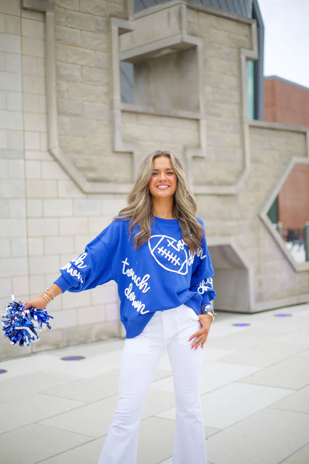 Terry Touch Down & Football Embroid Sweatshirt