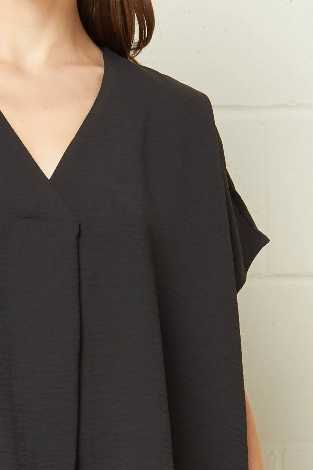 Textured Placket Tunic, Black