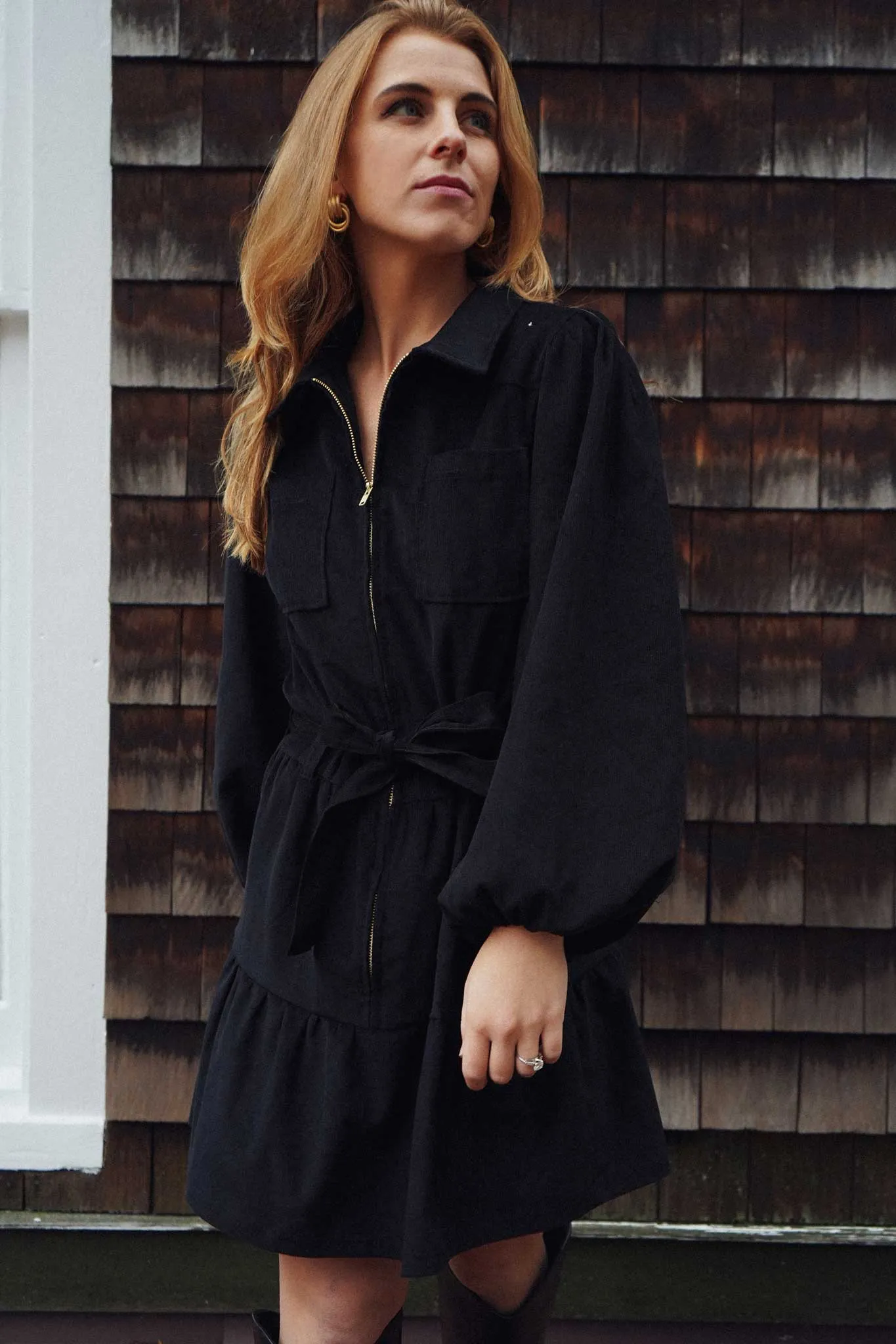 The Dallas Dress - Black Corduroy