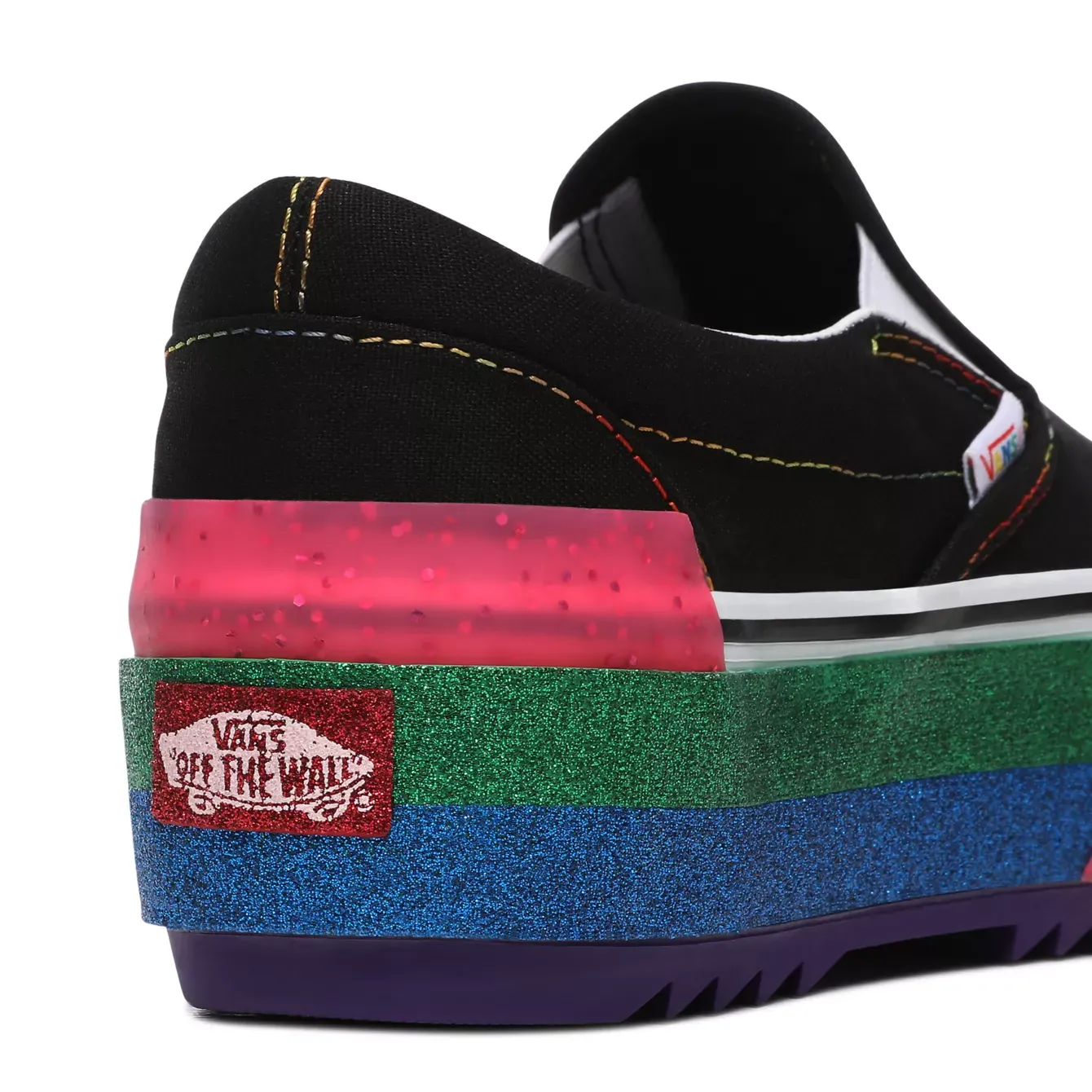 VANS CLASSIC SLIP ON S - (GLITTER) BLACK/RAINBOW