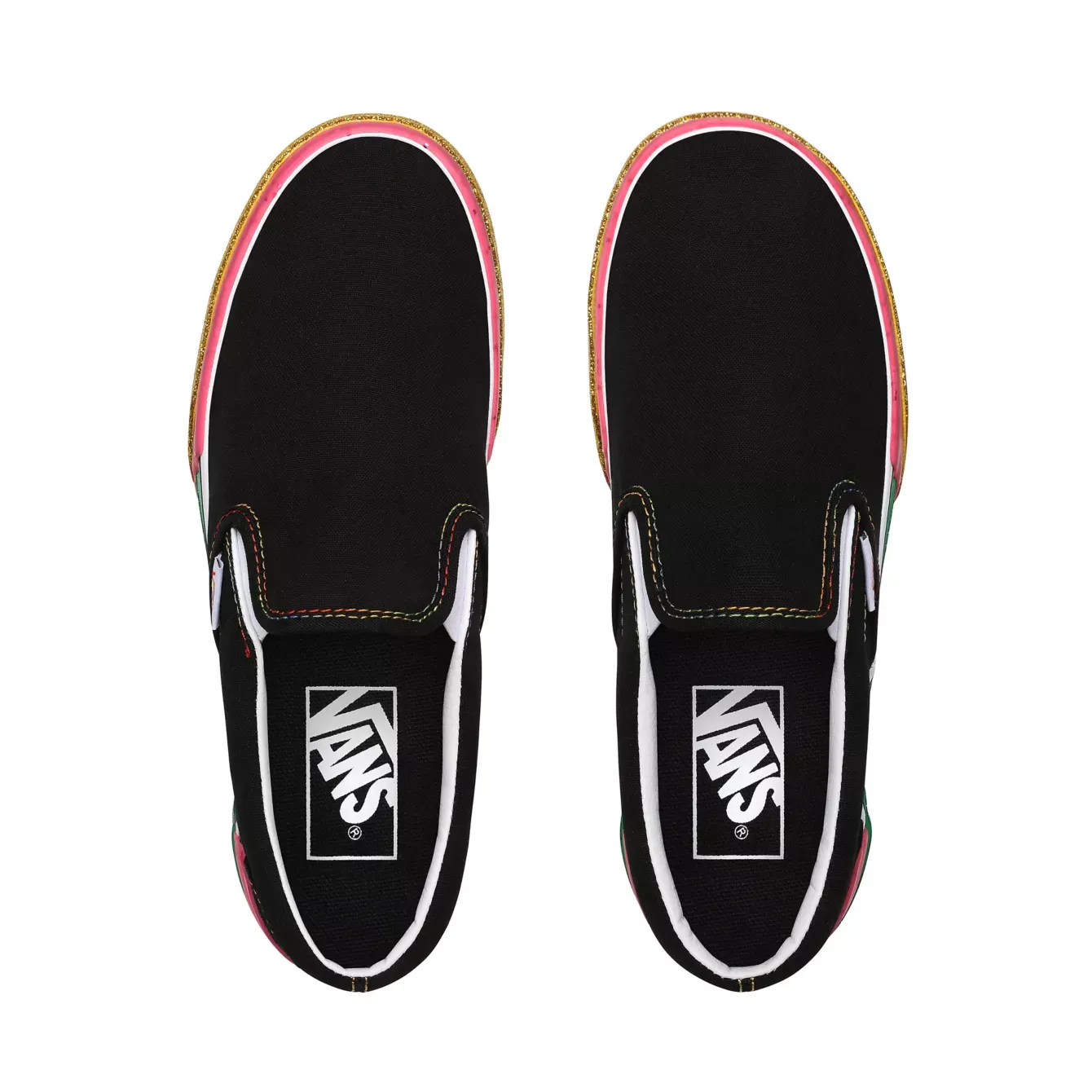 VANS CLASSIC SLIP ON S - (GLITTER) BLACK/RAINBOW