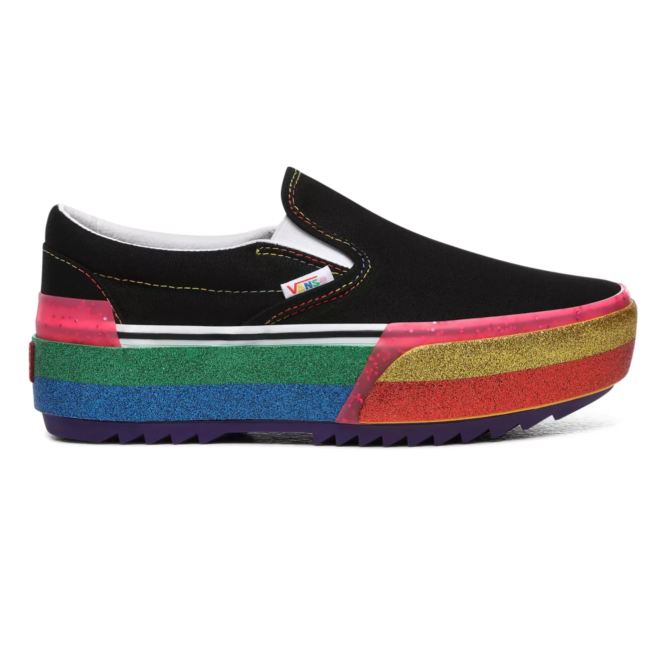 VANS CLASSIC SLIP ON S - (GLITTER) BLACK/RAINBOW