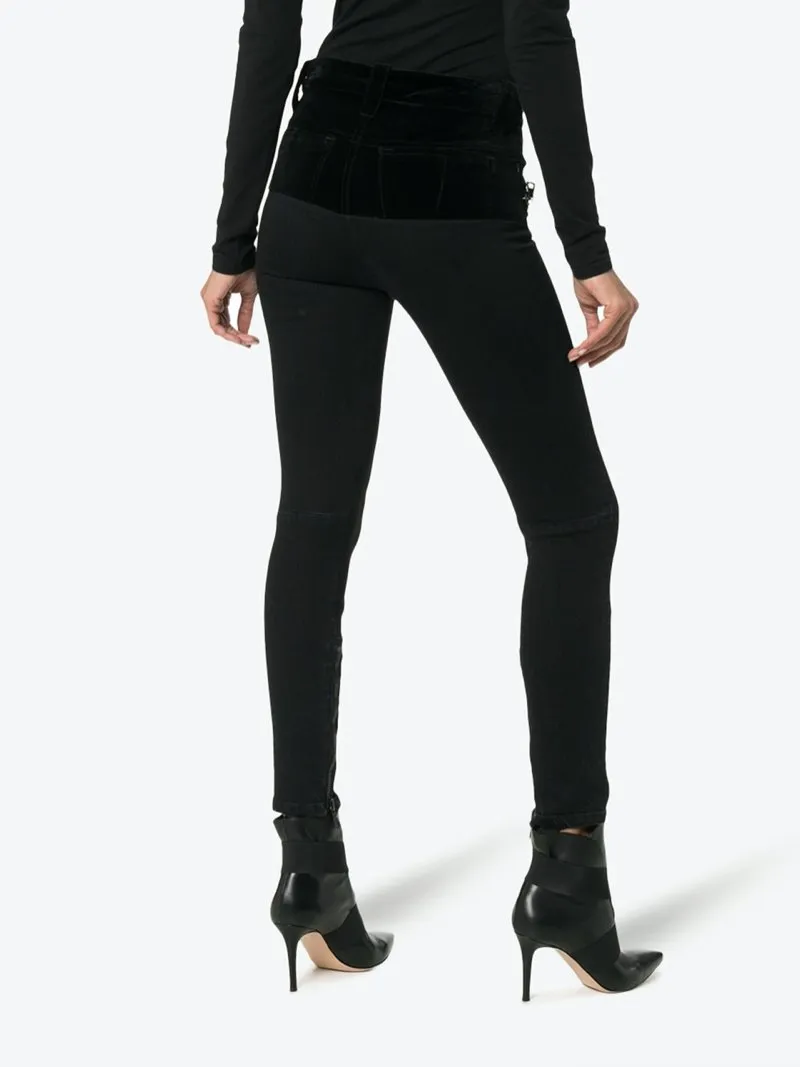 Velvet Panel Skinny Jeans