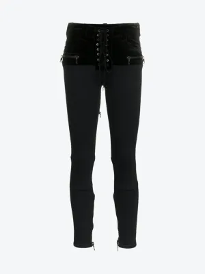 Velvet Panel Skinny Jeans