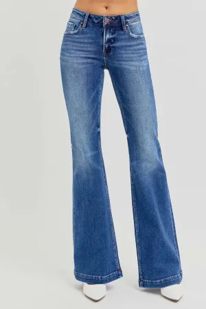 Vintage Vibe Low Rise Flare Jeans with Pockets