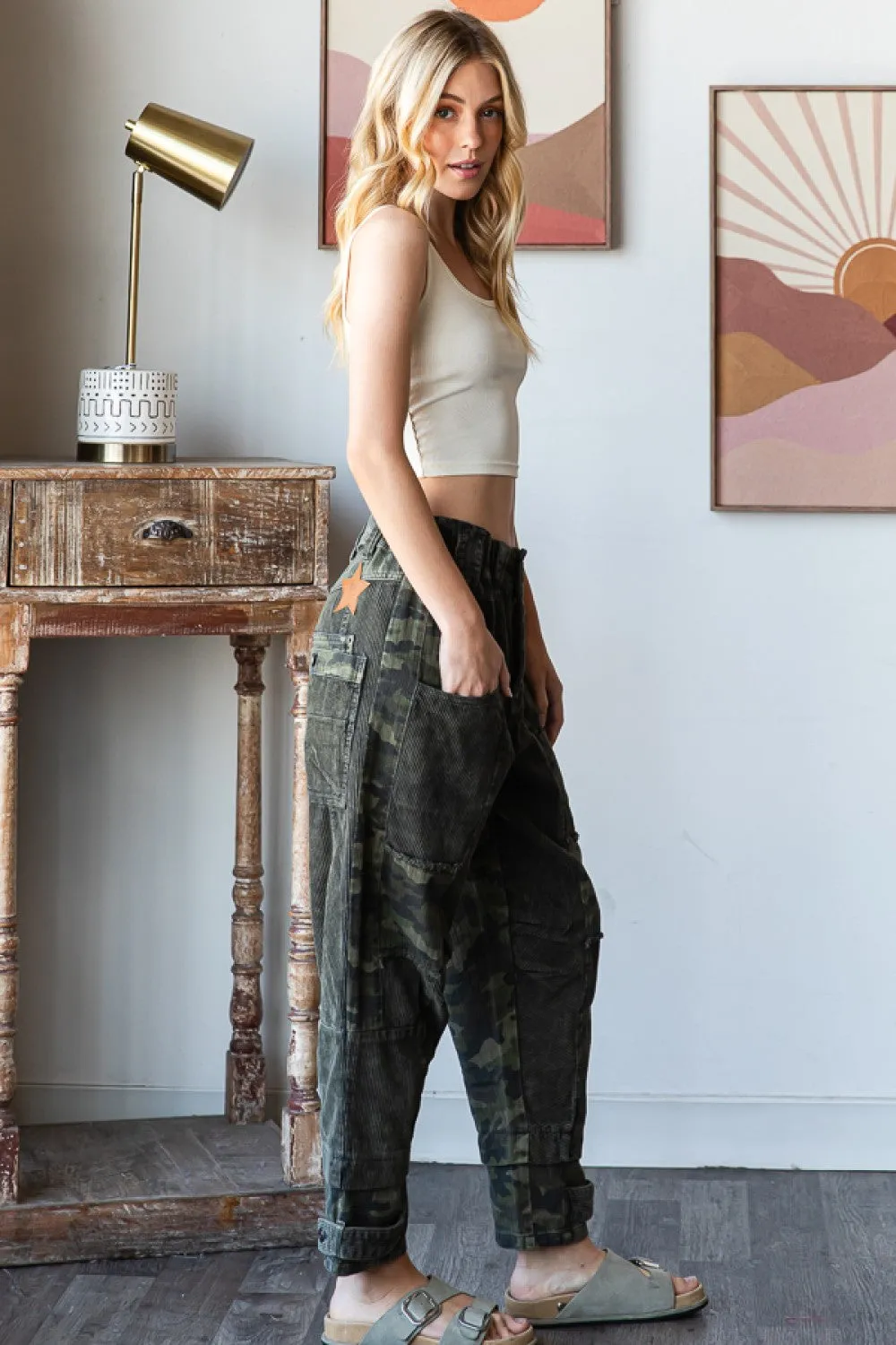 Washed Camouflage Corduroy Pants (2 Options)