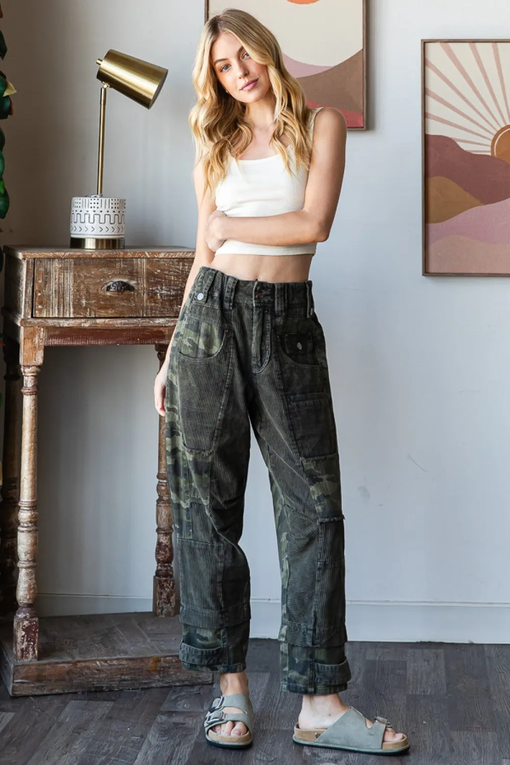 Washed Camouflage Corduroy Pants (2 Options)