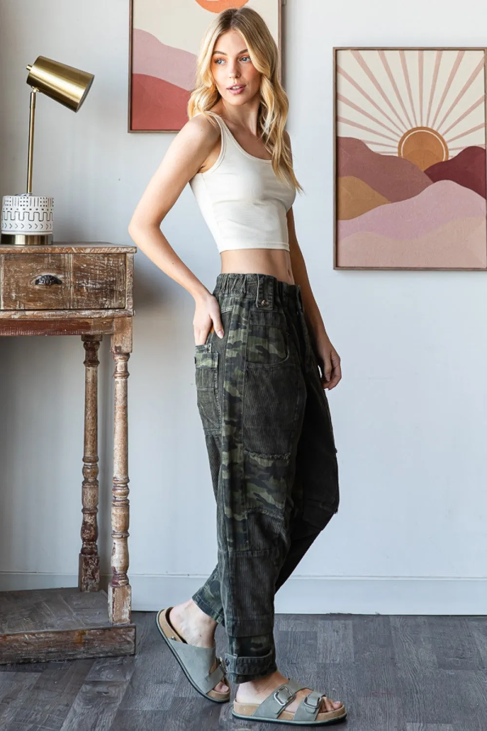 Washed Camouflage Corduroy Pants (2 Options)